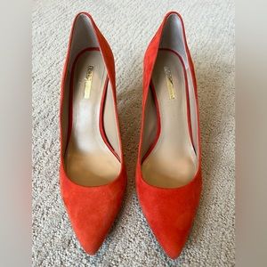 BCBGeneration Orange Suede heels Size 7.5. 3.5 inch heel